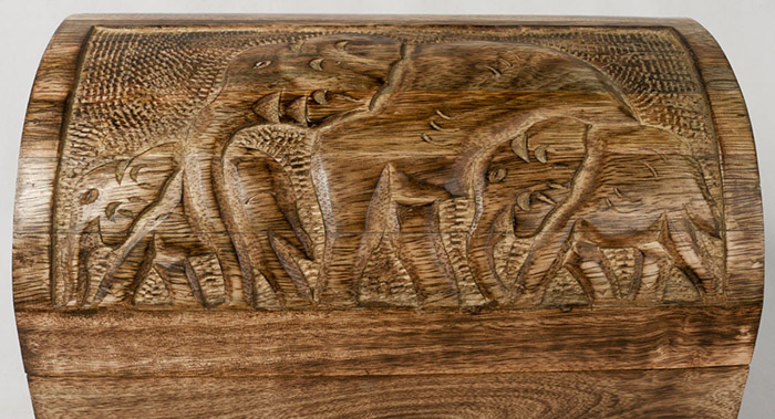 Mango Wood Elephant domed Top box With Two Drawers